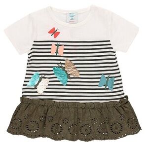 BOBOLI Mixed Media Striped Butterfly drop waist dress Sz 6